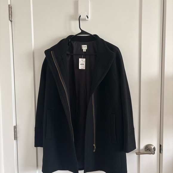 NWT J. Crew Black Pea Coat - Picture 1 of 3